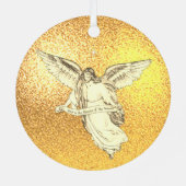 Kerstmis  Angel met bericht over Golden Metalen Ornament (Achterkant)