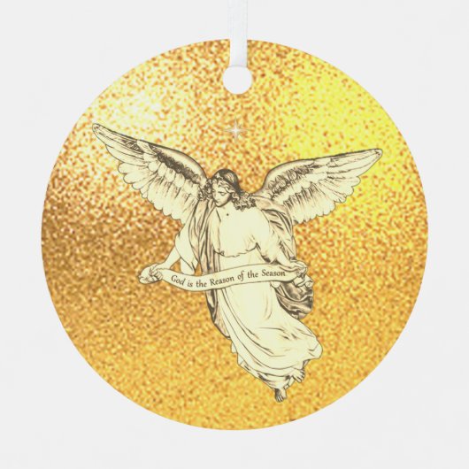 Kerstmis  Angel met bericht over Golden Metalen Ornament (Voorkant)