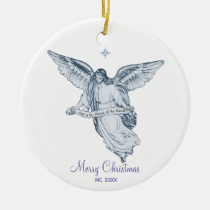 Kerstmis  Angel met Berichten op White Keramisch Ornament
