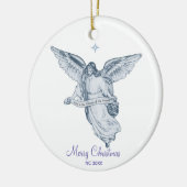 Kerstmis  Angel met Berichten op White Keramisch Ornament (Links)