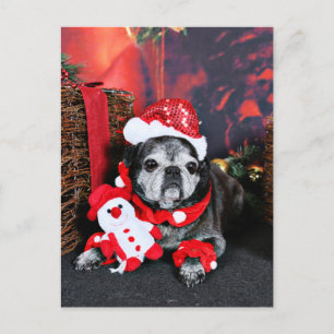 Kerstmis - Angel - Pug Feestdagenkaart