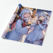 Kerstmis Anime Gift Cadeaupapier (Uitgerold)