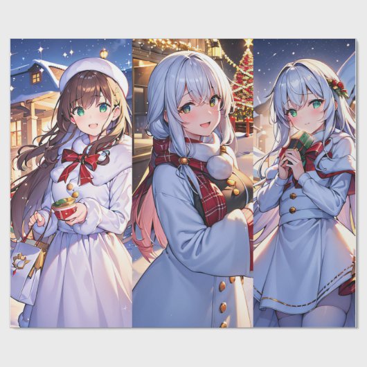 Kerstmis Anime Gift Cadeaupapier (Vlak)