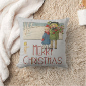 Kerstmis Antiek Kinderen Illustratie 1920 Kussen (Deken)