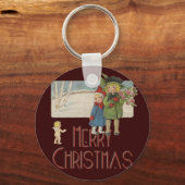 Kerstmis Antiek Kinderen Illustratie 1920 Sleutelhanger (Voorkant)