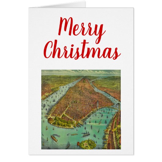 Kerstmis Antiek New York City Map (Voorkant)