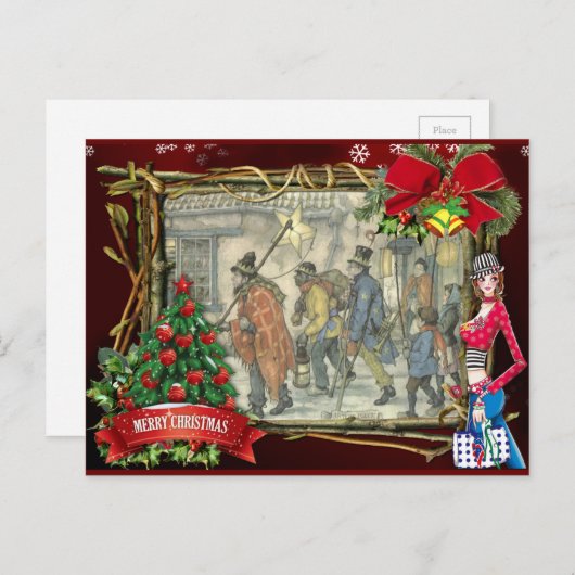 Kerstmis Anton Pieck Feestdagenkaart (Voorkant / Achterkant)