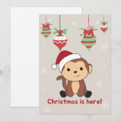 Kerstmis Apen Sneeuw Winter Dieren Apen Vrije Tijd Feestdagenkaart (Voorkant / Achterkant)