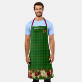 Kerstmis APRON Personaliseer Script Green Tartan Schort (Gedragen)
