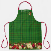 Kerstmis APRON Personaliseer Script Green Tartan Schort (Voorkant)