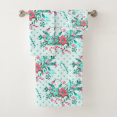 Kerstmis Aqua Blue roze Cookie Festive Bad Handdoek (Insitu)