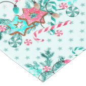 Kerstmis Aqua Blue roze Cookie Festive Korte Tafelloper (Hoek)