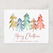 Kerstmis Aquarel Bomen Minimal Modern Feestdagenkaart (Voorkant)