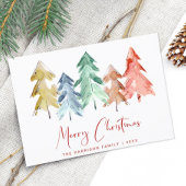 Kerstmis Aquarel Bomen Minimal Modern Feestdagenkaart