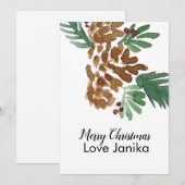 Kerstmis Aquarel Denneappels Feestdagenkaart (Voorkant / Achterkant)