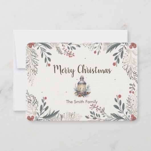 Kerstmis Aquarel Groeten Bedankkaart (Voorkant)