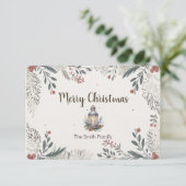 Kerstmis Aquarel Groeten Bedankkaart (Staand voorkant)