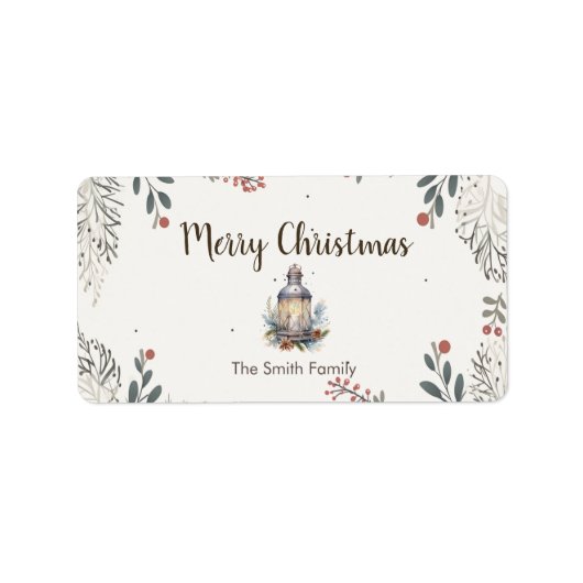 Kerstmis Aquarel Groeten Etiket (Voorkant)