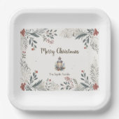 Kerstmis Aquarel Groeten Papieren Bordje (Voorkant)