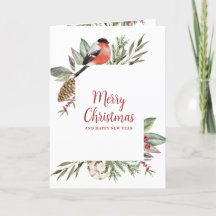 Kerstmis Aquarel Loof Foto Vakantiewenskaart