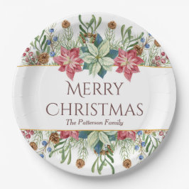 Kerstmis Aquarel Winter Bloemen Naam Papieren Bordje