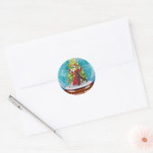 Kerstmis Argentijnse Tango Dancers Snowglobe Ronde Sticker (Envelop)