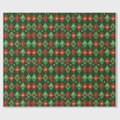 Kerstmis Argyle Diamant Patroon Cadeaupapier (Vlak)