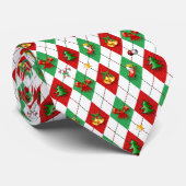 Kerstmis Argyle Diamant Patroon Stropdas (Opgerold)
