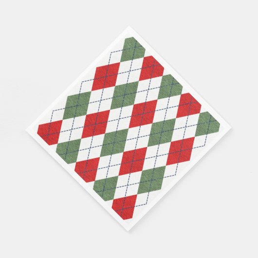 Kerstmis Argyle in vakantiekleuren  Servet (Hoek)