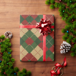 Kerstmis Argyle Plaid Cadeaupapier