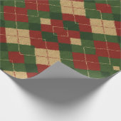 Kerstmis Argyle Plaid Cadeaupapier (Hoek)