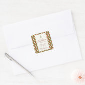 Kerstmis Argyle Plaid Rood en Olijfgroen Vierkante Sticker (Envelop)