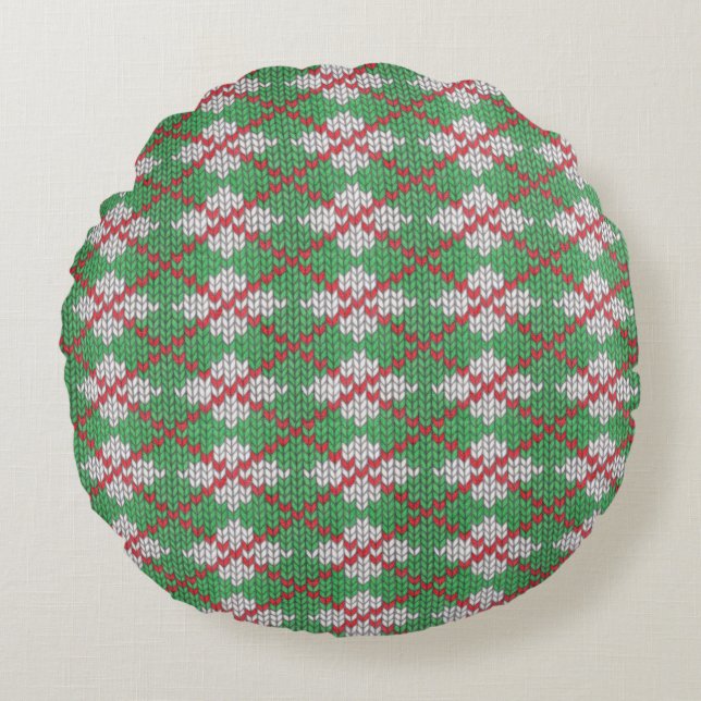 KERSTMIS ARGYLE TRUI Ronde sierkussen Rond Kussen (Voorkant)