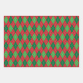 Kerstmis Argyle Wit Groen en Rood Inpakpapier Vel (Voorkant 3)