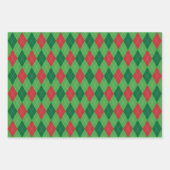 Kerstmis Argyle Wit Groen en Rood Inpakpapier Vel (Voorkant 2)