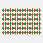Kerstmis Argyle Wit Groen en Rood Inpakpapier Vel (Voorkant)