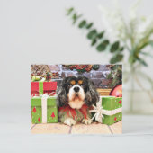 Kerstmis - Arrogante Koning Charles Spaniel - nam Feestdagenkaart (Staand voorkant)