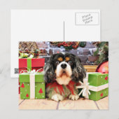 Kerstmis - Arrogante Koning Charles Spaniel - nam Feestdagenkaart (Voorkant / Achterkant)