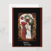 Kerstmis Art Deco Couple Briefkaart (Voorkant / Achterkant)