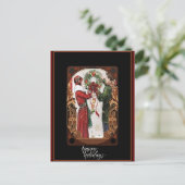 Kerstmis Art Deco Couple Briefkaart (Staand voorkant)