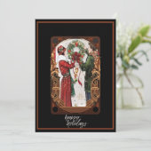 Kerstmis Art Deco Couple Feestdagenkaart (Staand voorkant)
