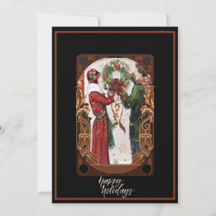 Kerstmis Art Deco Couple Feestdagenkaart