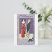 Kerstmis Art Deco Elegant Women Briefkaart (Staand voorkant)