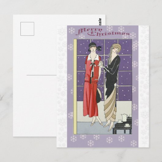 Kerstmis  Art Deco Elegant Women Briefkaart (Voorkant / Achterkant)
