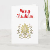 Kerstmis  Art Deco Gold Plume Arabesque Feestdagen Kaart (Voorkant)