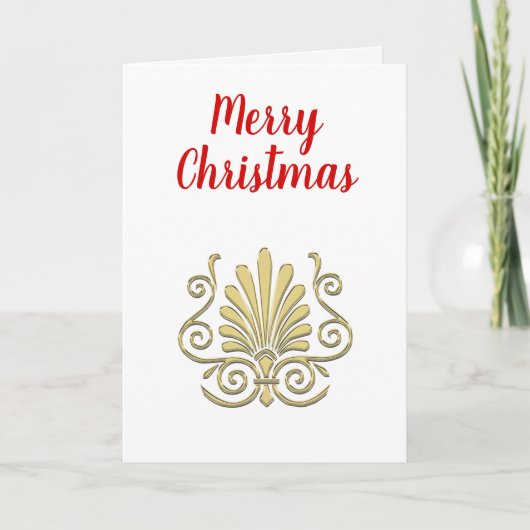 Kerstmis  Art Deco Gold Plume Arabesque Feestdagen Kaart (Voorkant)