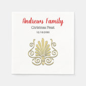 Kerstmis  Art Deco Gold Plume Arabesque Servetten (Voorkant)