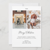 Kerstmis Art Deco lijn Art Blue Foto Vakantie Kaart (Achterkant)