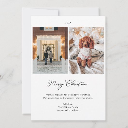 Kerstmis Art Deco lijn Art Blue Foto Vakantie Kaart (Achterkant)