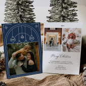 Kerstmis Art Deco lijn Art Blue Foto Vakantie Kaart